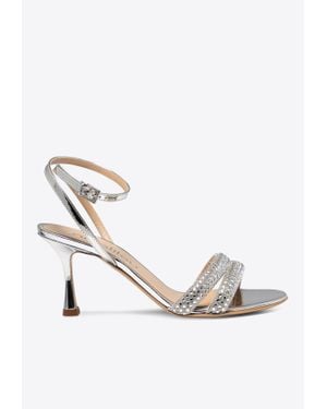 Ninalilou Mya 75 Crystal Embellished Leather Sandals - White