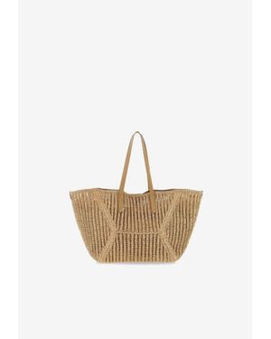Brunello Cucinelli Bc Duo Raffia Tote Bag - White
