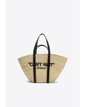 Off-White c/o Virgil Abloh Day Off Woven Raffia Tote Bag - Natural