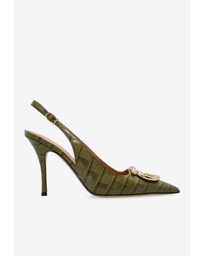 Ferragamo Sara 95 Gancini Slingback Pumps - Green
