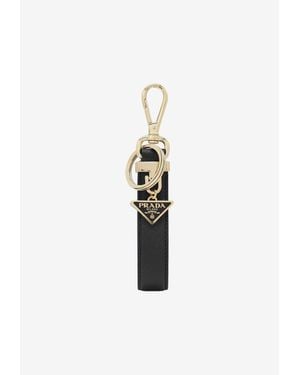 Prada Saffiano Leather Triangle Keyring - White