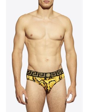 Versace Barocco Jacquard Swimming Briefs - Blue