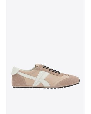 Tory Burch Suede And Leather Low-Top Sneakers - White