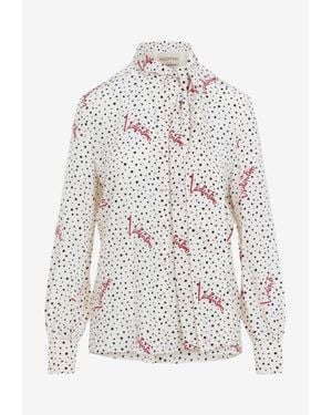 Valentino Bollicine Polka Dots Silk Crepe Blouse - White