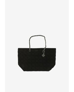 Tory Burch Large Ella T Monogram Terry Tote Bag - Black
