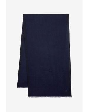 Ferragamo Cashmere And Silk Herringbone Scarf - Blue