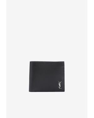 Saint Laurent Logo-Plaque Leather Bi-Fold Wallet - White