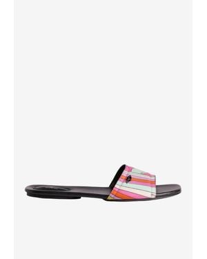 PUCCI Iride Print Silk Flat Slides - White