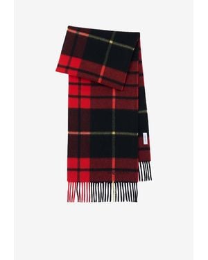 McQueen Tartan Check Wool And Cashmere Scarf - Red