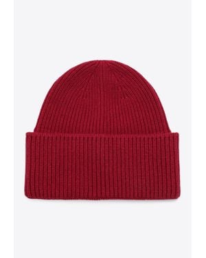 Destin Wool-Blend Ribbed Beanie - Red