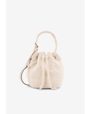 Tory Burch Mini T Monogram Terry Canvas Bucket Bag - White