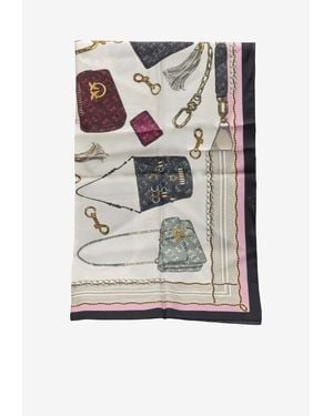 Pinko Bags Print Silk Blend Scarf - Gray