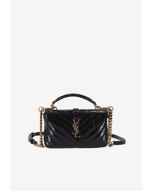 Saint Laurent Mini University Quilted Chain Handbag - Black