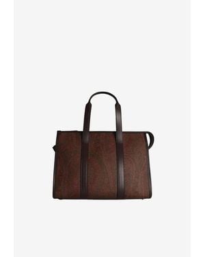 Etro Medium Arnica Coated Canvas Shoulder Bag - Brown