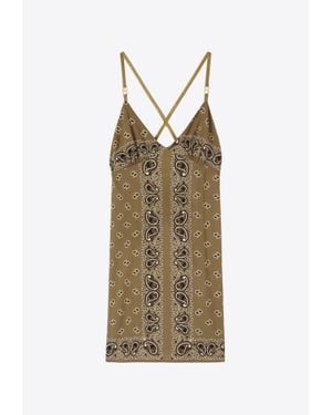 Palm Angels Paisley Print Sleeveless Mini Dress - Natural