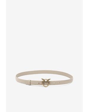 Pinko Love Birds Thin Leather Belt - Natural