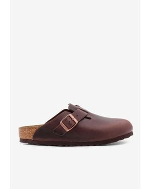 Birkenstock Boston Oiled Leather Flat Mules - Brown
