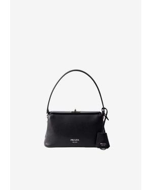 Prada Midi Saffiano Leather Shoulder Bag - Blue