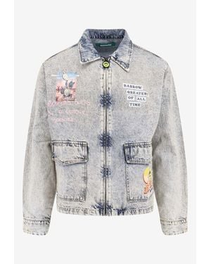 Barrow Washed Denim Printed Jacket - Grey