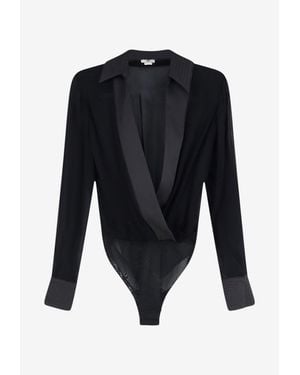 Elisabetta Franchi V-Neck Bodysuit Top - Blue