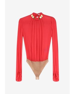 Elisabetta Franchi High-Neck Bodysuit - Red