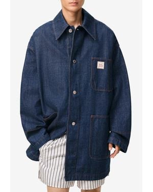 Ami Paris Logo Patch Denim Jacket - Blue