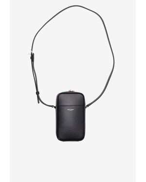 Saint Laurent Nano Cassandre Leather Messenger Bag - Black