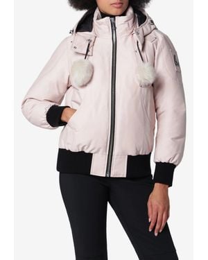 Moose Knuckles Original Debbie Padded Bomber Jacket With Shearling-Trim Hood - Pink