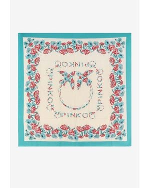 Pinko Love Birds Print Silk Scarf - Blue