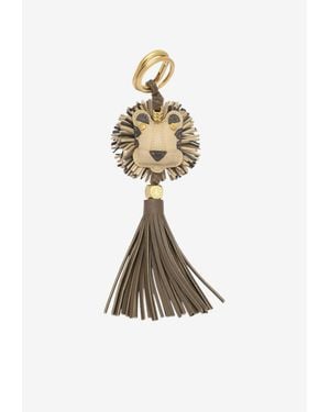 Gianni Chiarini Fringed Leather Leopard Keychain - White