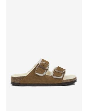Birkenstock Arizona Suede Shearling Sandals - Brown