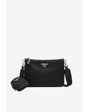 Prada Triangle Logo Re-Nylon Crossbody Bag - Black