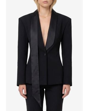 The Attico Single-Breasted Wool Tuxedo Blazer - Black