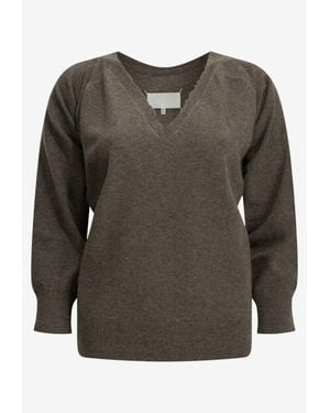 Maison Margiela V-Neck Knit Sweater - Grey
