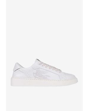 Etro Pegaso Leather Low-Top Sneakers - White