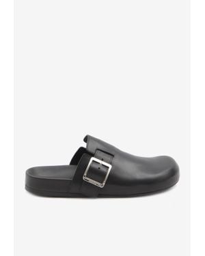 Loewe Ease Buckle Brushed Leather Clogs - Black