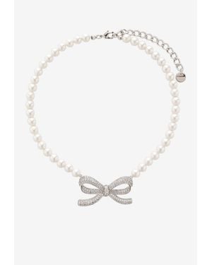 Self-Portrait Bow Necklace - White