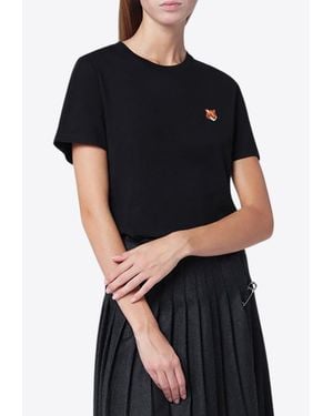Maison Kitsuné Logo-Printed Crewneck T-Shirt - Black