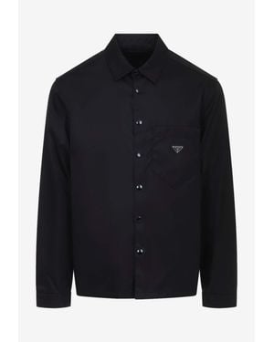 Prada Triangle Logo Buttoned Shirt - Black