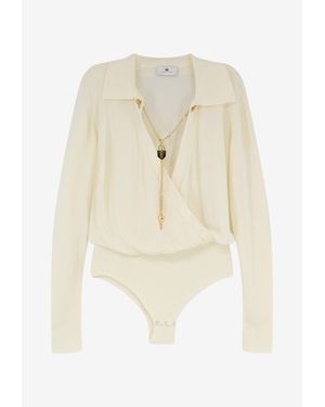 Elisabetta Franchi Jewel Charm Bodysuit - Natural