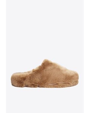 LA ROSE Furry Faux-Fur Slippers - Brown