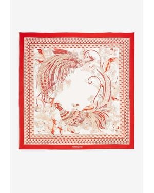 Ferragamo Animal Print Silk Scarf - Red