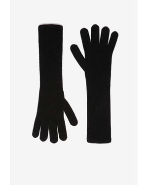 Max Mara Jock Ribbed Embroidered Gloves - Black