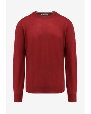Brunello Cucinelli Ribbed Crewneck Sweater - Red