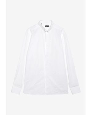 Tom Ford Mandarin-Collar Cotton Shirt - White