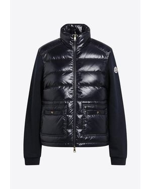 Moncler Logo Laqué-Trim Zip-Up Jacket - Black