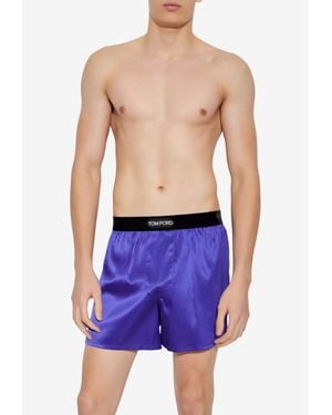 Tom Ford Logo-Waistband Boxers - Blue