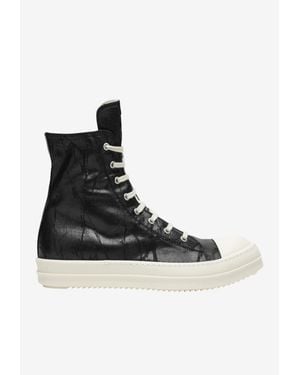 Rick Owens Tower Megacrust Denim High-Top Sneakers - Black