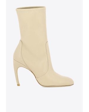 Stuart Weitzman Luxecurve 100 Nappa Leather Ankle Boots - Natural