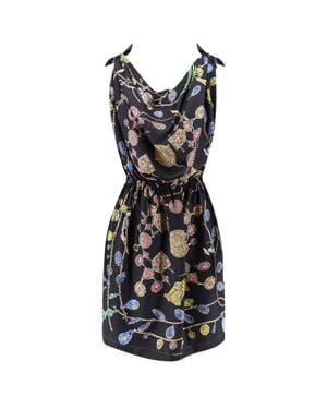 Versace Broken Jewels Print Silk Mini Dress - Black